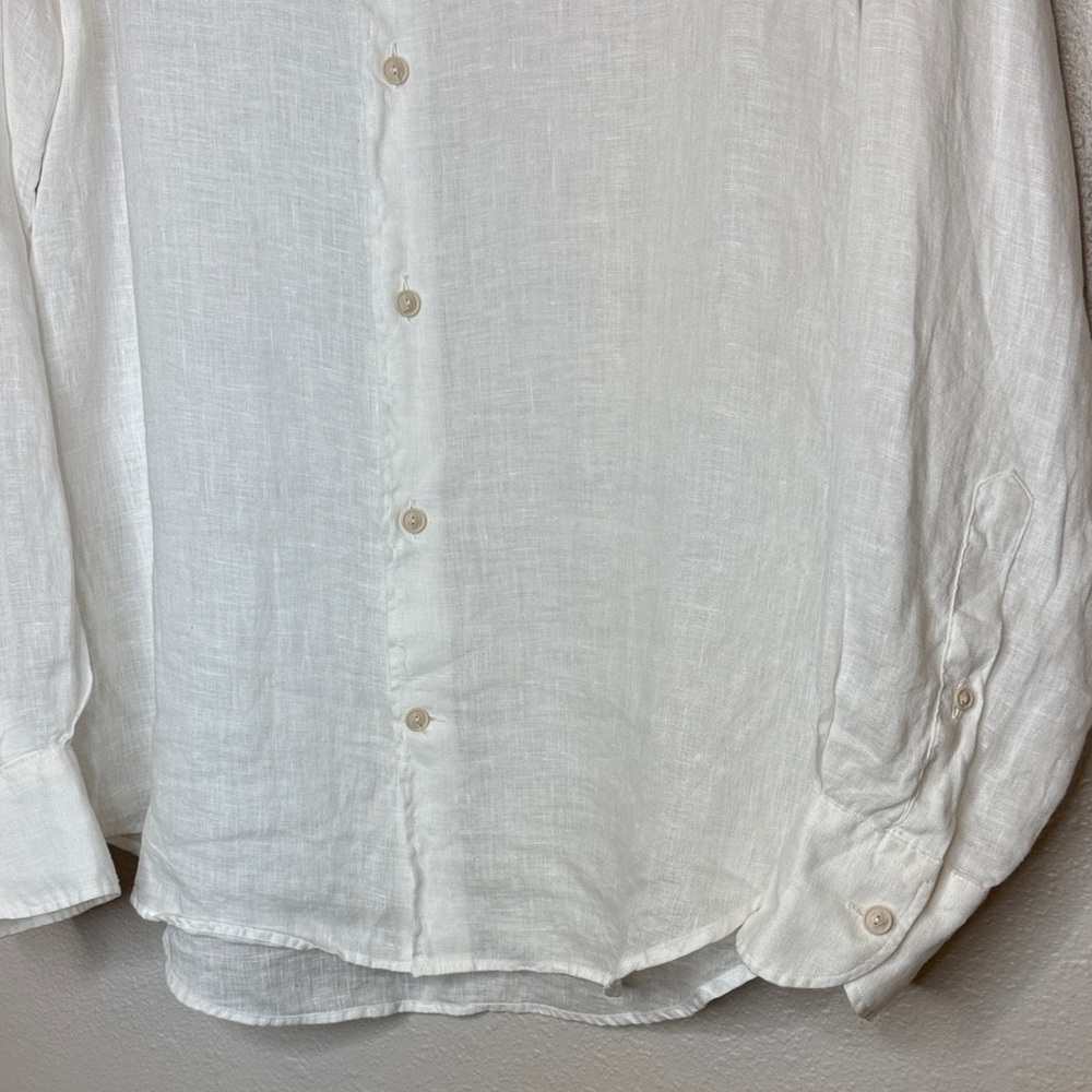 MC2 Saint Barth White 100% Linen Button Down Shirt Lightweight Summer Resort - M - Picture 4 of 12